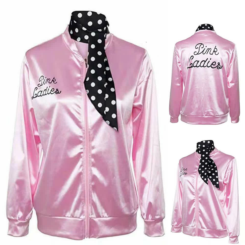 pink satin baseball jacket