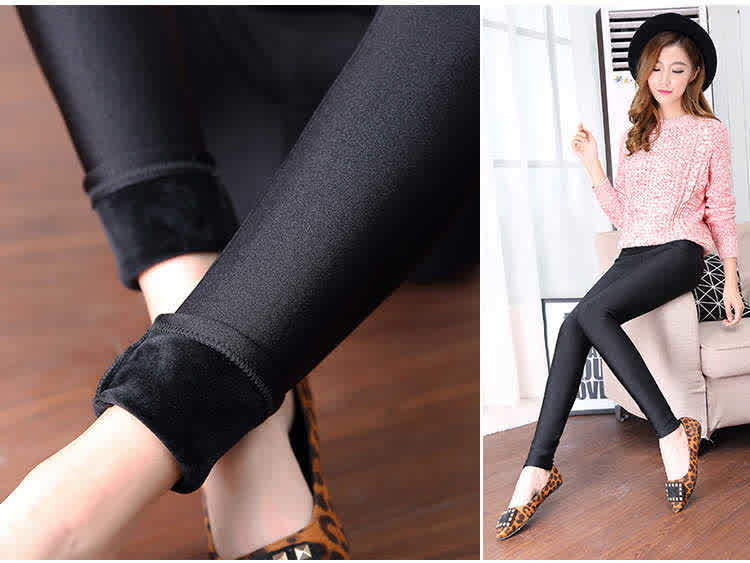 Autumn Winter Thick Leggings Fashion Solid Slim Pants Lady fleece