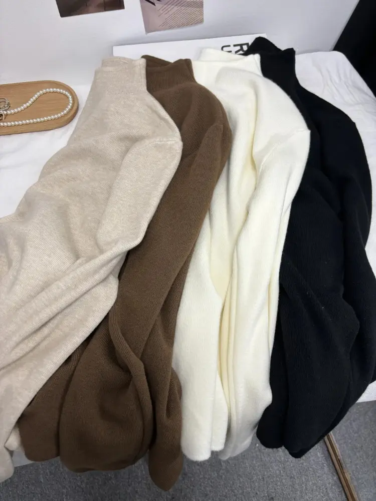 Womens Casual Vintage Knitted Long Sleeve Pullovers Autumn Winter Fashion Turtleneck Ladies Solid Sweater Woman clothing product view