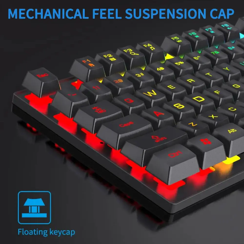 104Keys Wired Keyboard RGB Colorful Gaming Keyboard USB Wired Keyboard Standard Keyboard for PC Laptop Android Windows Mac OS product view