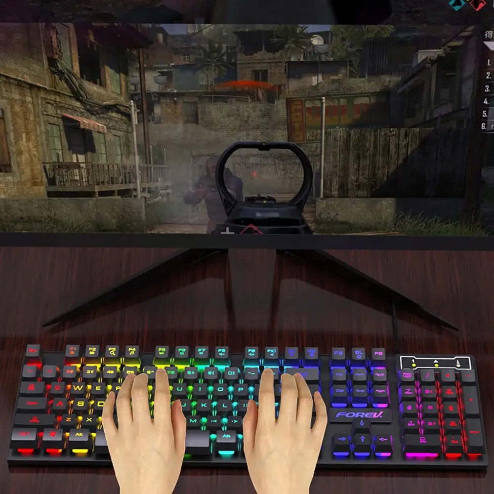 104Keys Wired Keyboard RGB Colorful Gaming Keyboard USB Wired Keyboard Standard Keyboard for PC Laptop Android Windows Mac OS product view