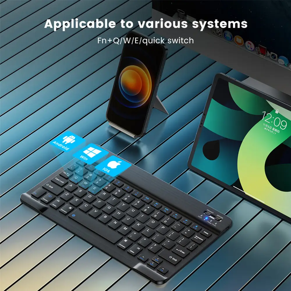 10inch Mini Wireless Rechargeable keyboard Bluetooth Mouse For ipad Air Pro Phone Tablet Portable Spanish Polish Arabic keyboard product view