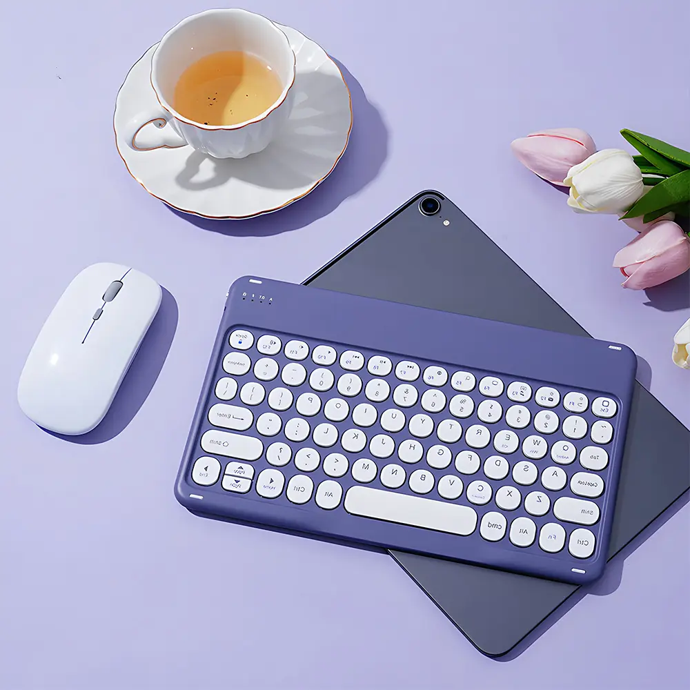CASEPOKE wireless bluetooth round key silent keyboard suitable For Samsung Xiaomi Google Huawei iPad mobile  keyboard and mouse product view
