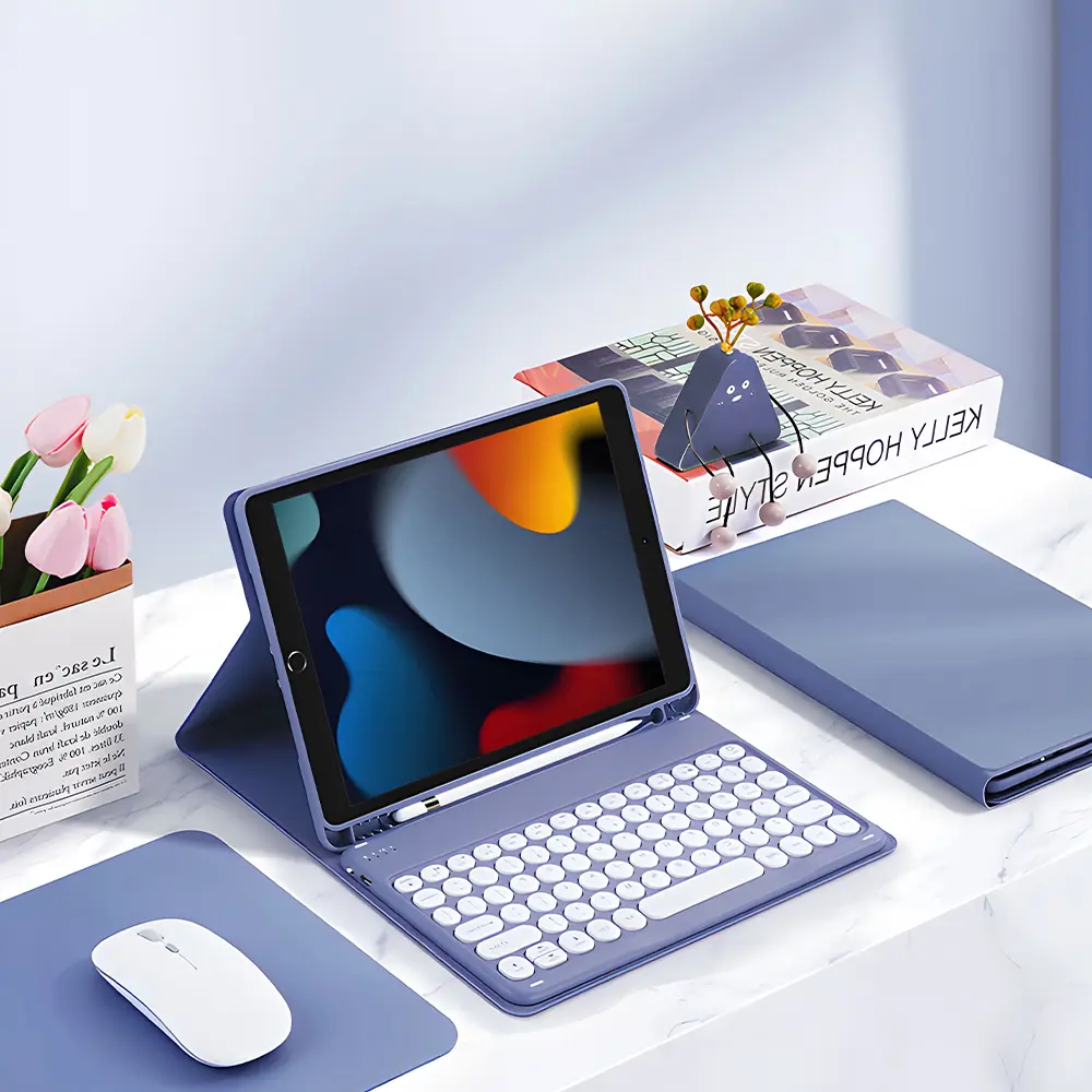 CASEPOKE wireless bluetooth round key silent keyboard suitable For Samsung Xiaomi Google Huawei iPad mobile  keyboard and mouse product view