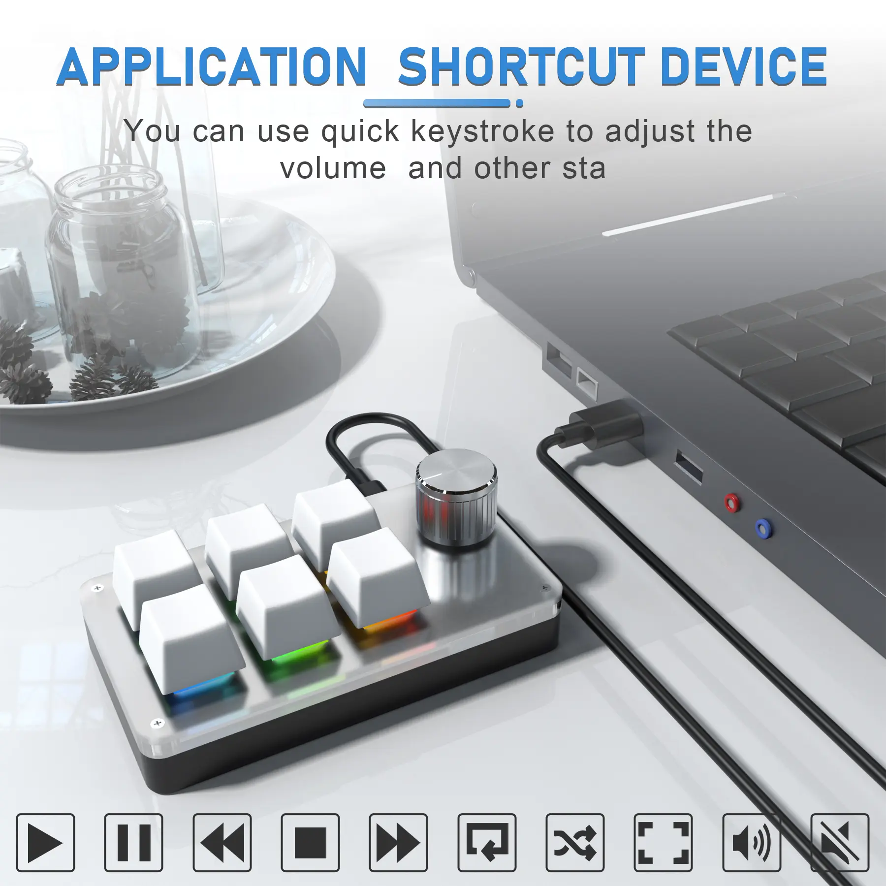 6 Keys 1 Knob RGB Macro Programming Gaming Knob Keypads Mini Custom Hotswap Keyboard USB Mechanical Keyboard For Photoshop product view