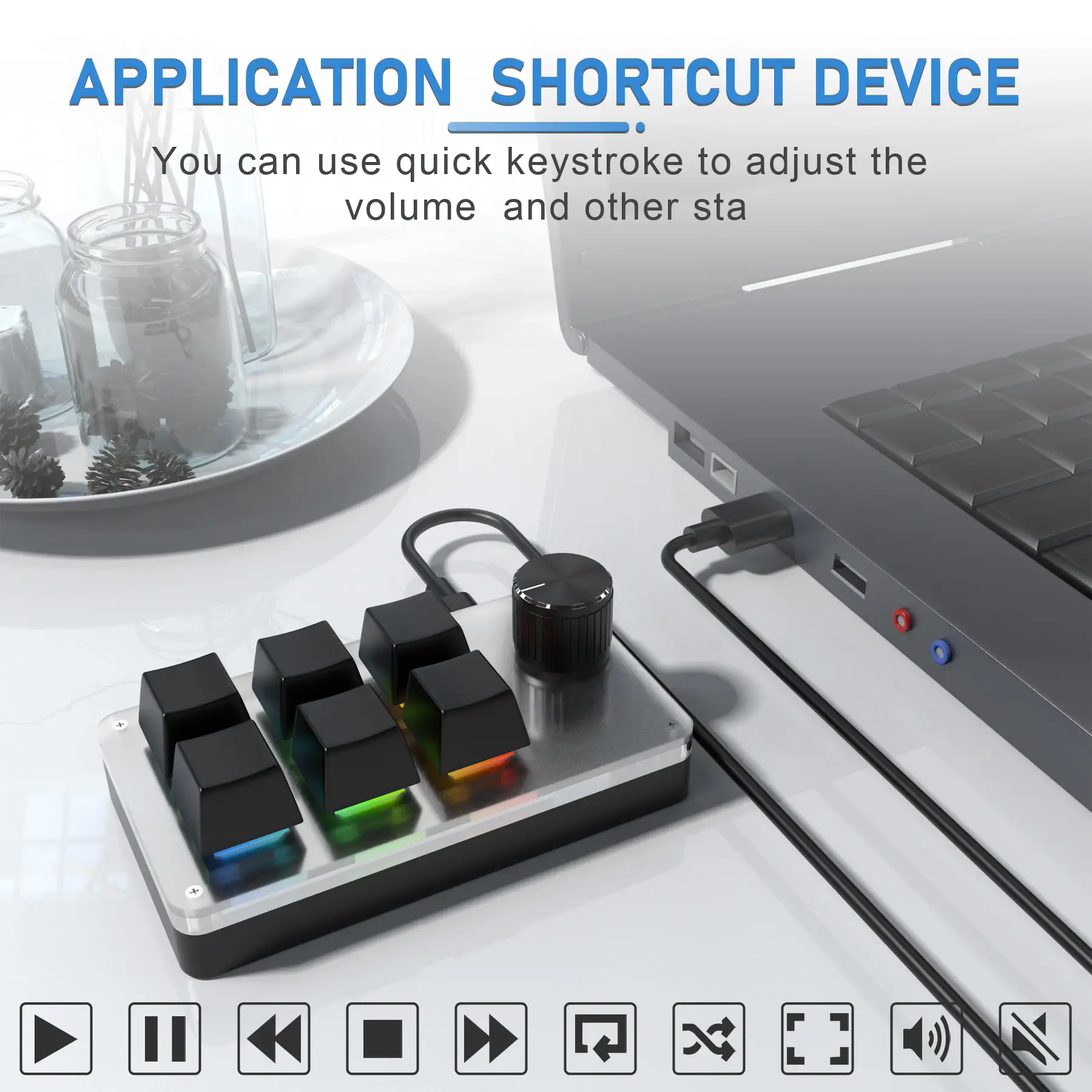 6 Keys 1 Knob RGB Macro Programming Gaming Knob Keypads Mini Custom Hotswap Keyboard USB Mechanical Keyboard For Photoshop product view