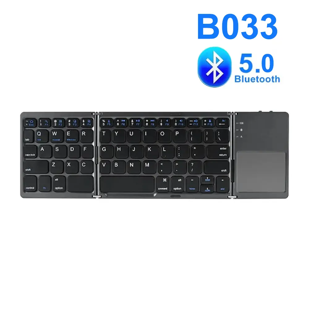 Bluetooth 5.0 Keyboard Tri-fold Keyboard Mini Keyboard with Touchpad Rechargeable Wireless Keyboard For Windows Android iOS product view