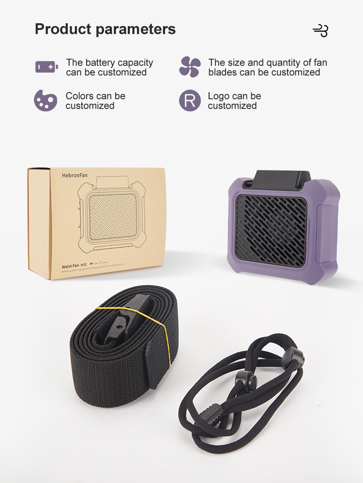 Hebron 6000mAh USB Powered Mini Waist Clip on Fan 15h Working Time 3 Speeds Portable Outdoor Rechargeable Table Car Installation detail