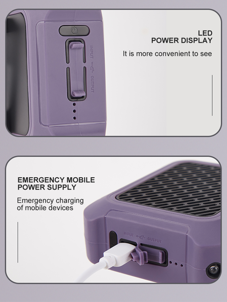 Hebron 6000mAh USB Powered Mini Waist Clip on Fan 15h Working Time 3 Speeds Portable Outdoor Rechargeable Table Car Installation detail