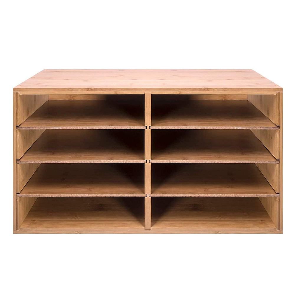 Bamboo Desk Organizers with Drawer and Accessories Pen Holder & File Storage 34x25x15cm Three-Layer Home & Office Storage detail