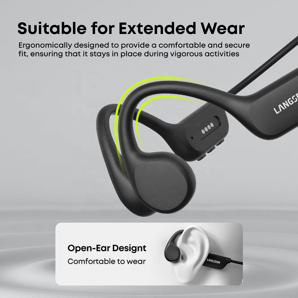 Custom OEM Bone Conduction Headphone Wireless Sport Earphones Open Ear TWS IPX8 Waterproof Bluetooth Headset With 16G TF Card product view