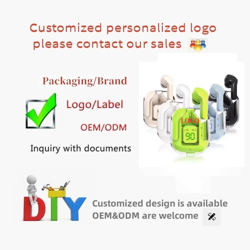 Custom Logo Transparent Earphone Type C TWS  Auriculares Air 31 Air31 Transparent Pods Auriculares Audifonos Wireless Headphone product view