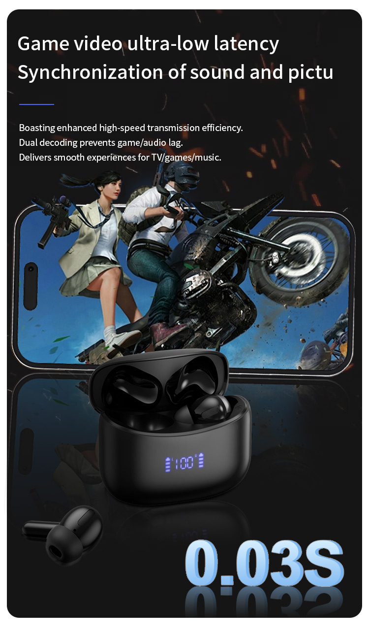 Custom Brand Portable TWS Earbuds Mini OEM X15 Wireless In-Ear Earphones Touch Control Fast Wireless Charging Digital Display JL detail