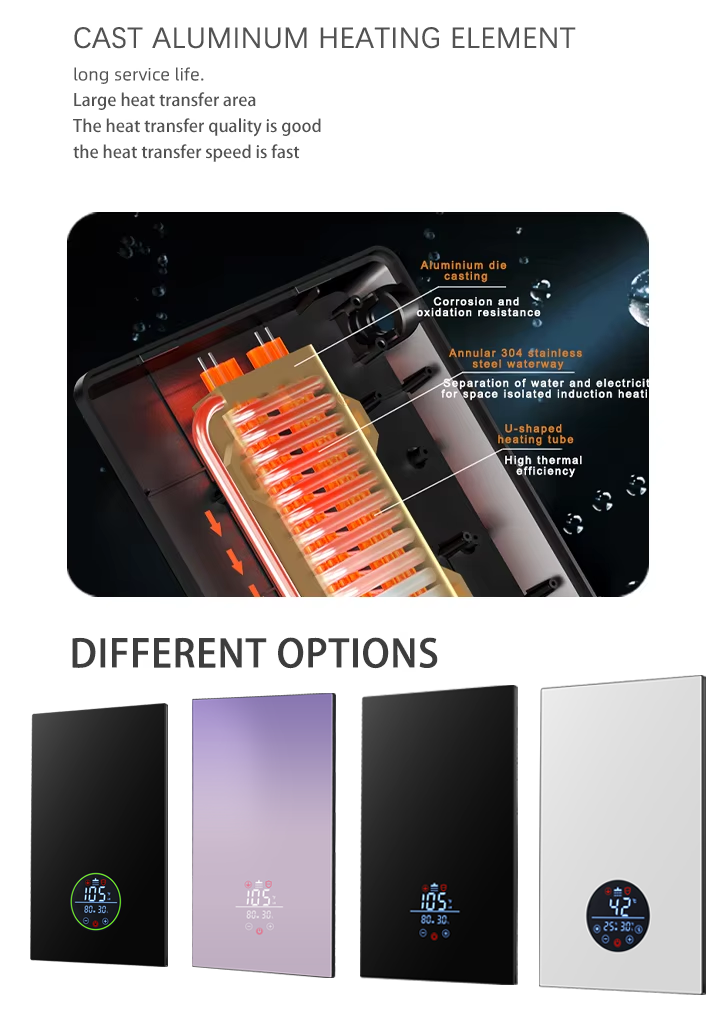 8500W Instant Electric Water Heater Plastic LED Constant Temperature English Display for Household Car RV Outdoor Garage Use detail