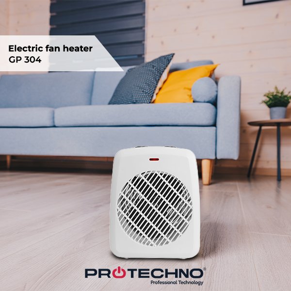 Protechno GP304 2000W Portable Electric Fan Heater 2 Heat Settings Round Space Heater with Overheat Protection