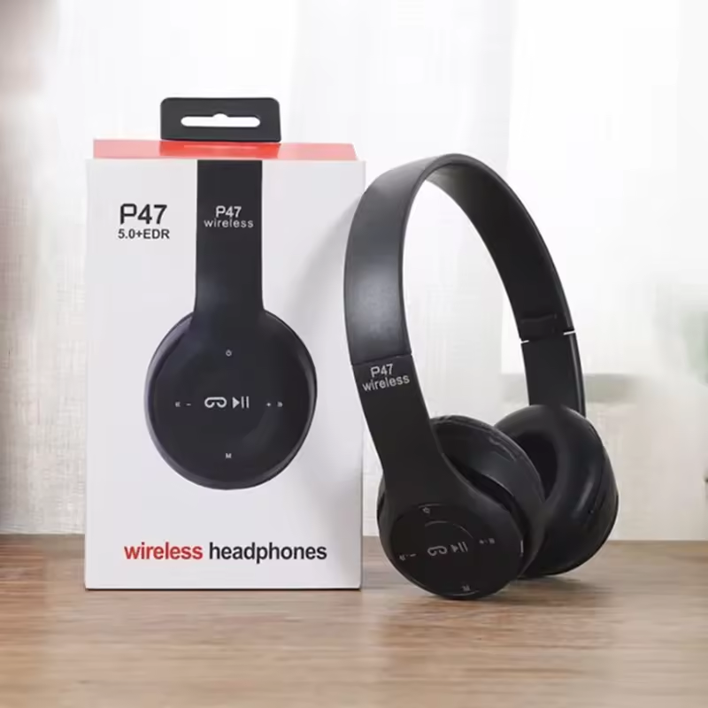 P47 Wireless Open-Ear Headphones Foldable ABS with LED HIFI Stereo Music Earphone Mic Head-mounted Support detail