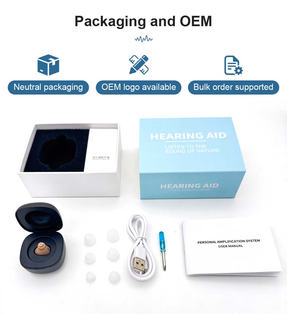 Mini Rechargeable ITE Hearing Aids OTC Analog Sound Amplifier Seniors Elderly Adults Noise Cancelling Eco-Friendly Professional detail