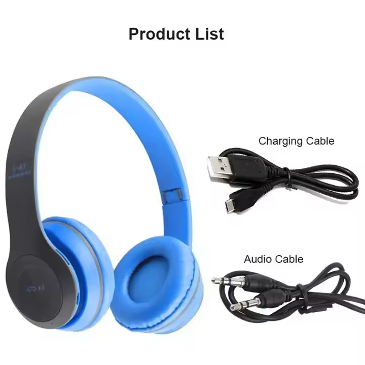 P47 Wireless Open-Ear Headphones Foldable ABS with LED HIFI Stereo Music Earphone Mic Head-mounted Support detail