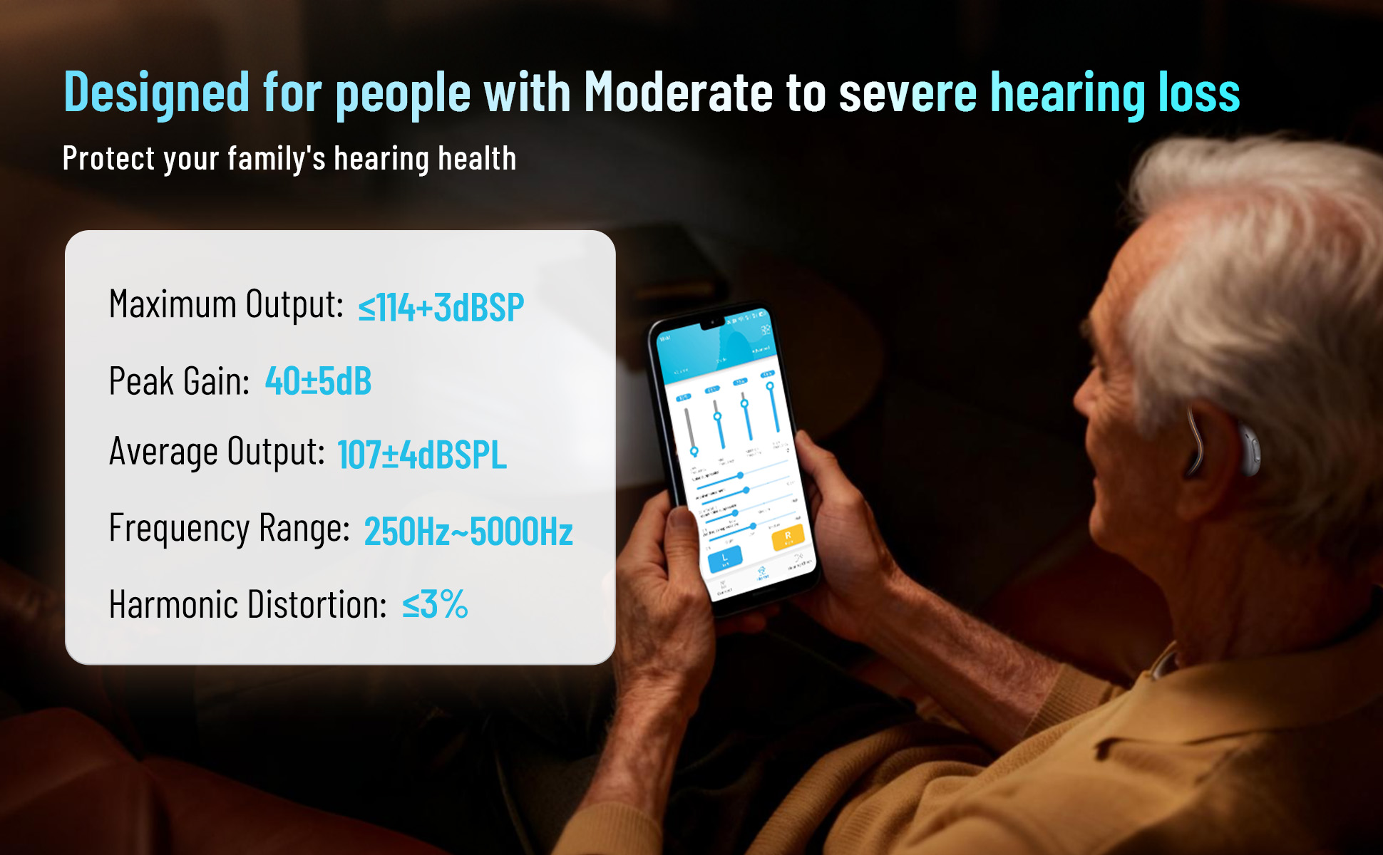 Advanced Bluetooth Hearing Aids Rechargeable RIC Behind the Ear Devices Direct Smart Phone Wireless Streaming Companion App detail