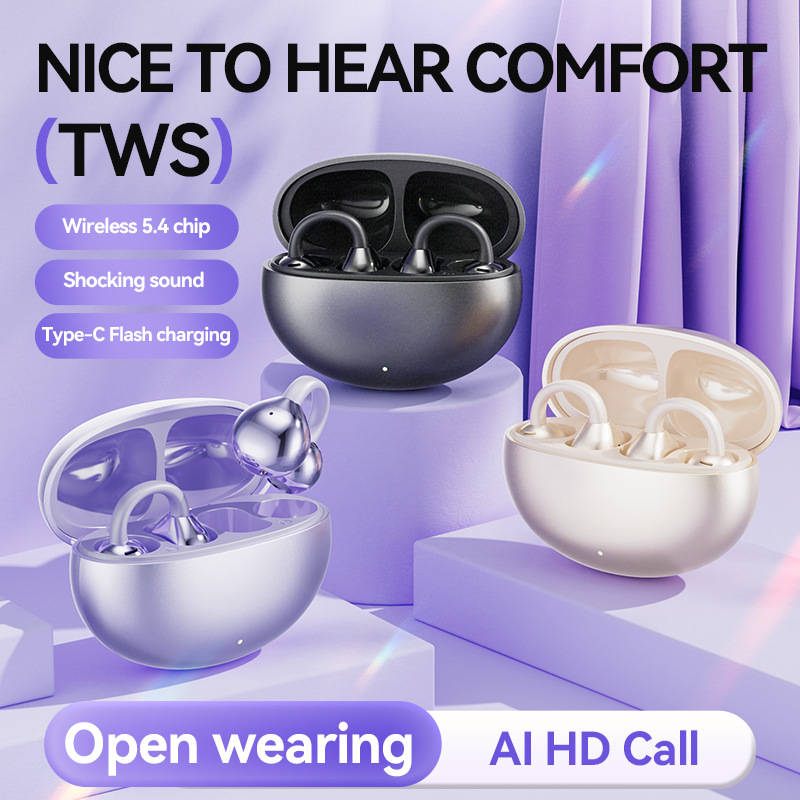 M91 OWS Sport Ear Clip Design Wireless Earphones Similar Earrings Bone Conduction Hi-Res Audio HD Voice Call Bluetooth Headset
