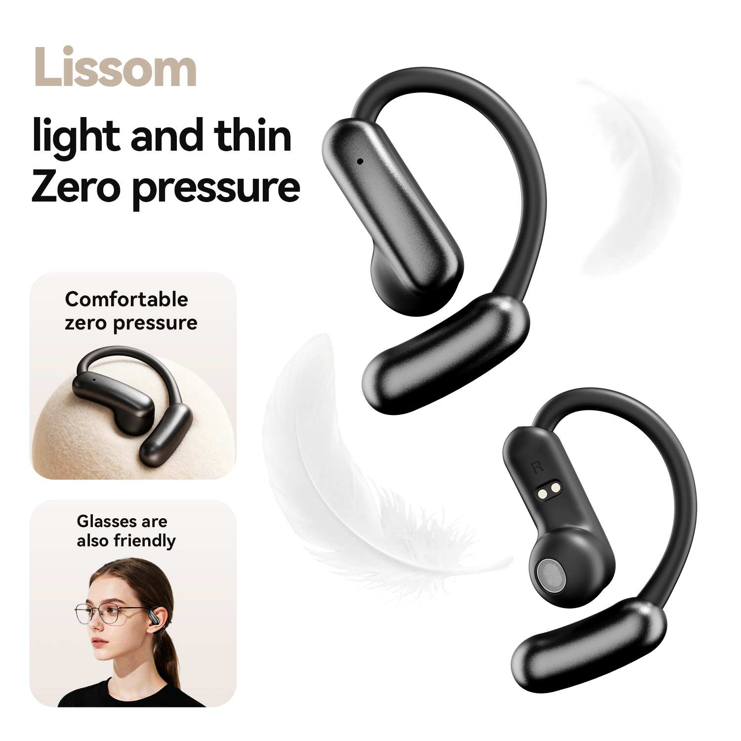 Hi-Res Audio Wireless Earbuds Mini Earrings Ear Clip Sports Earphones HD Voice Call 30ms Low Latency IPX5 Noise Cancellation product view