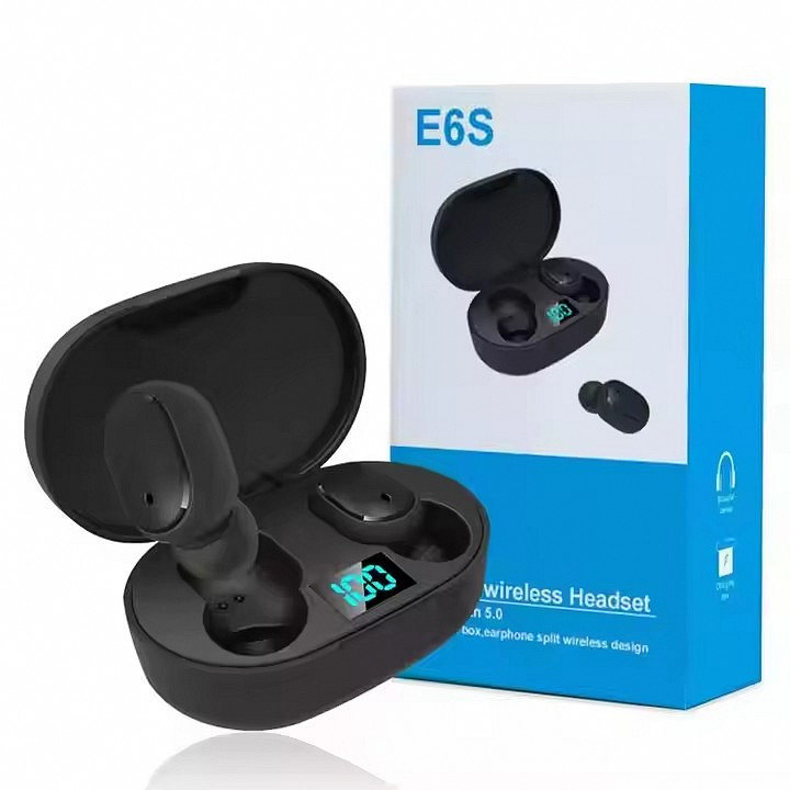 TWS E6S BT Earphones Wireless Headphones LED Display 9D HiFi Stereo Headphones Waterproof Earbuds with Mic Wireless Bt Headset