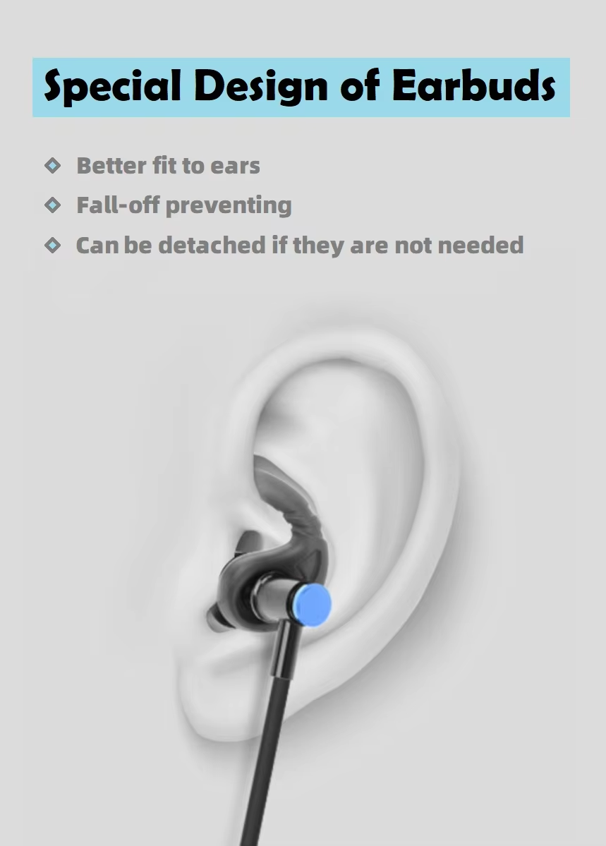 Anti-Radiation Wireless Semi-in-Ear Sport Earbuds Active Noise Cancellation (ANC) IPX2 Waterproof for V4.0 Stereo Sound detail
