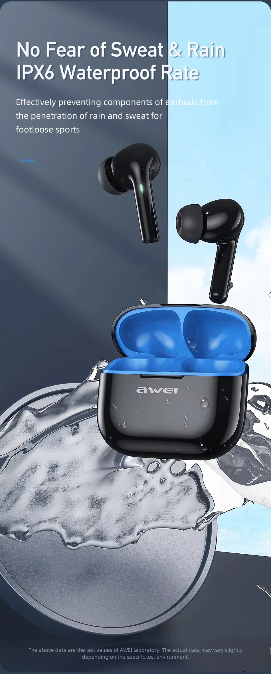 Awei T1 Pro Wholesale True Wireless Earphones V5.4 Pods Pro 2 In-Ear 3 Wireless Headphones LED Battery JL Customizable Earbuds detail