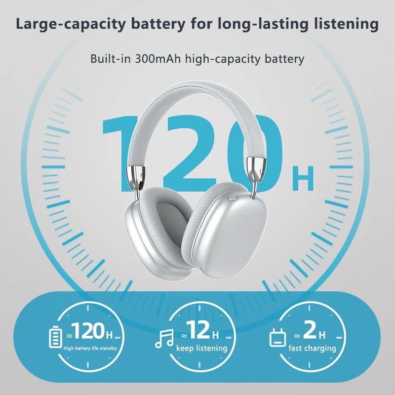 High Fidelity P9 Pro Max Strong Bass Earphone Wireless Head-mounted Headphone Over-ear Noise Cancelling Wireless Headset product view
