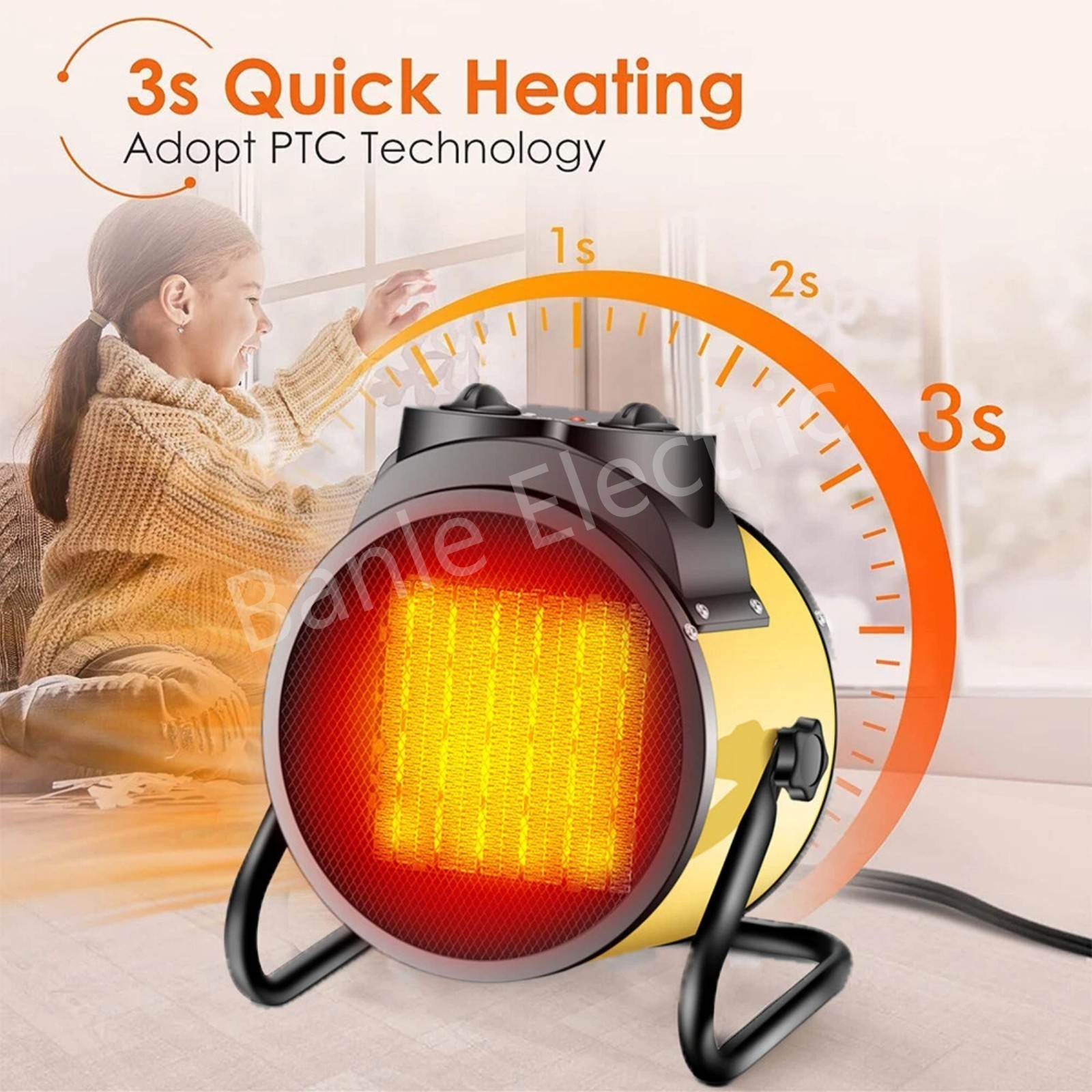 BL-SP1 New Electrostatic Portable 2500-2700V 2000W Metal Warm Air Blower Electric Heater 600-699 ft for Heating product view