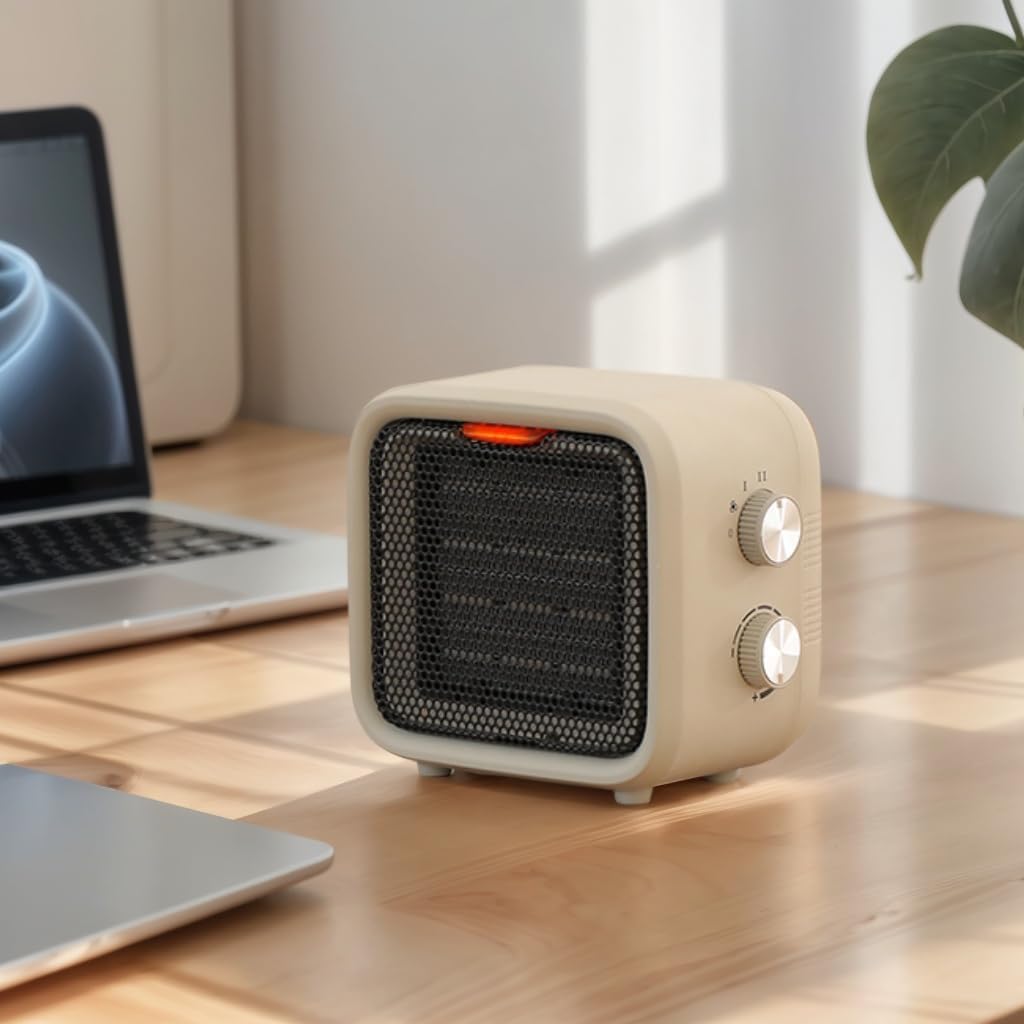 Portable PTC Electric Heaters Indoor With Thermostat Small Heater Space Heater With Heating and Fan Modes for Bedroom Office
