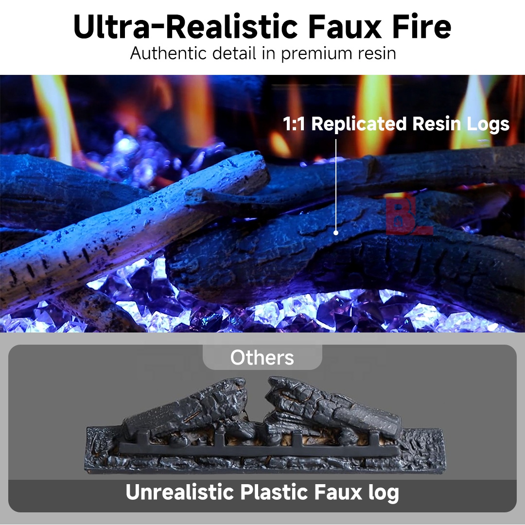 Virtual 3d Chimeneas Decorativas Wall Mounted Holographic Linear 3 Sided Fireplace LCD WiFi Modern Electric Fireplace Heater product view