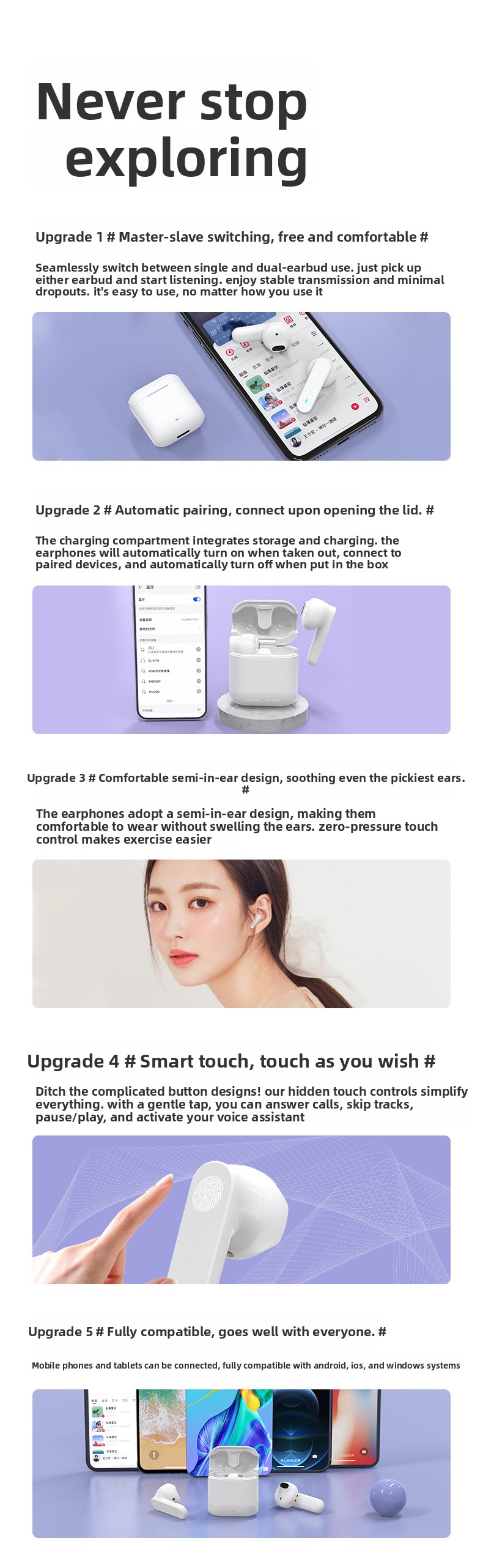 High-Value In-Ear Mini True Wireless for Earphones Lightweight Portable TWS for 5.0 Factory 10-15 Hours Battery Life detail