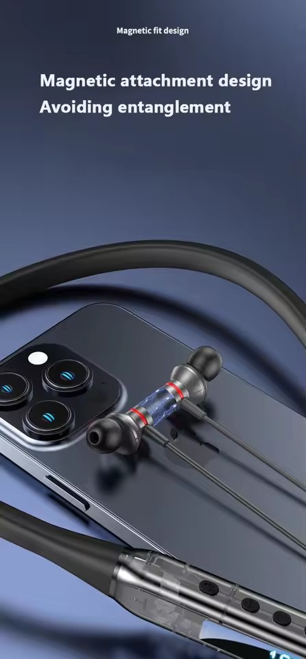 S-06 Transparent Wireless Earphones Magnet Neckband Headphones Sports Earphone Digital Display for Gaming Sport Stereo Headset detail