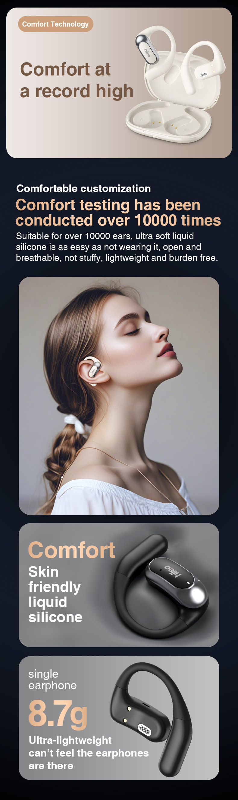 Hi95 Ows Wireless Earbuds BT 5.4 Open Design Sports ANC IPX5 Waterproof LED Battery Indicator Mic Android/iOS Hi-Fi Low Latency detail