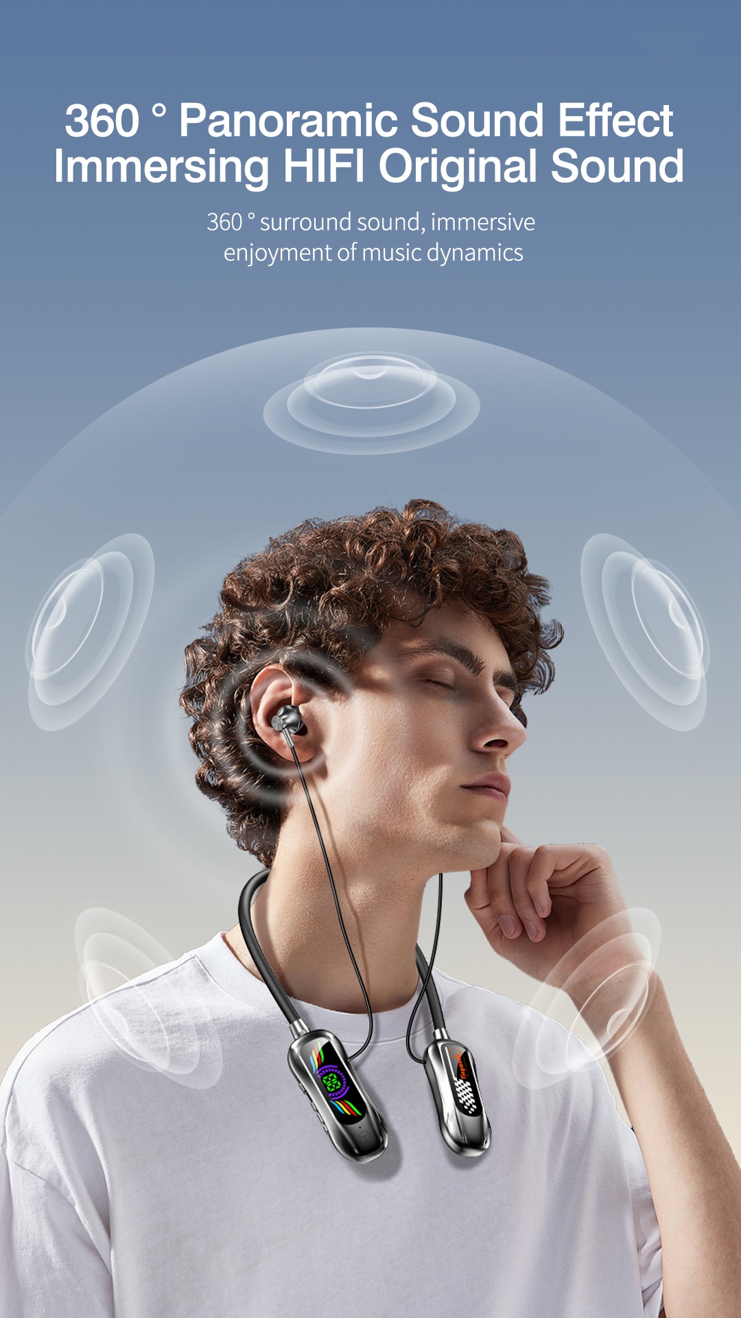 Hot New Product Newest Design Neckband Wireless Semi In-ear Headphones Low Latency HiFi Audio for Mobile Gaming detail