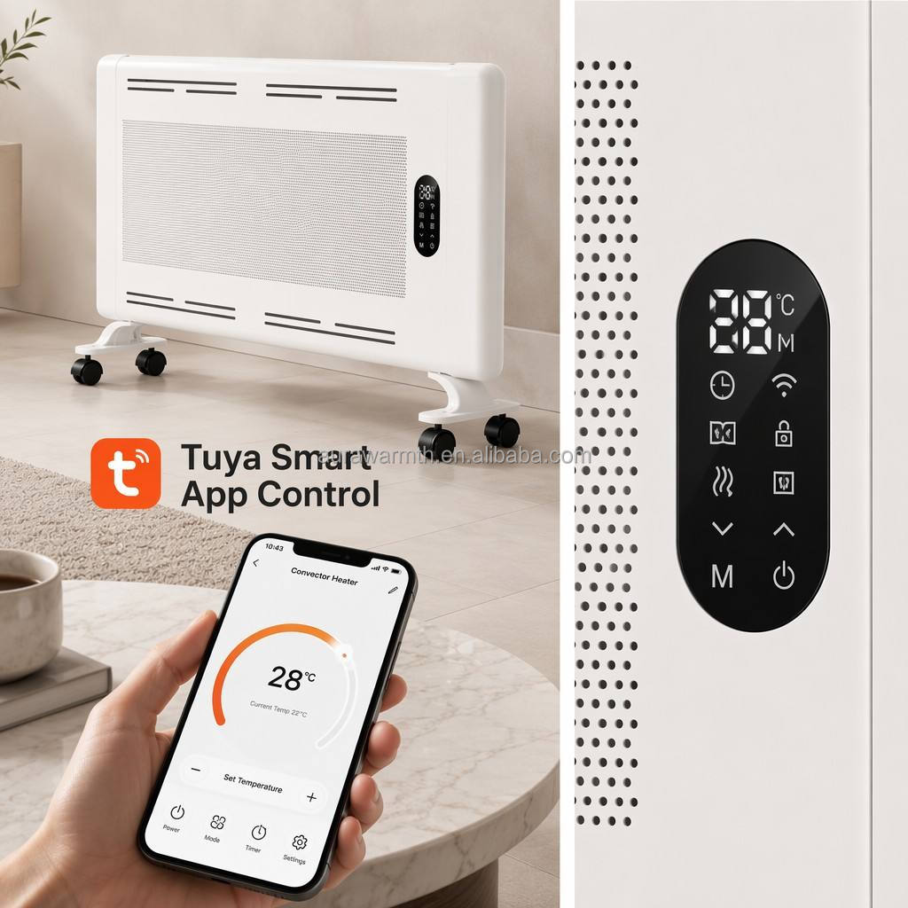 Wholesale Custom Aluminum Electric Heater Remote Controlled Smart WiFi App Control Freestanding Carbon Crystal Heating Tip-Over detail