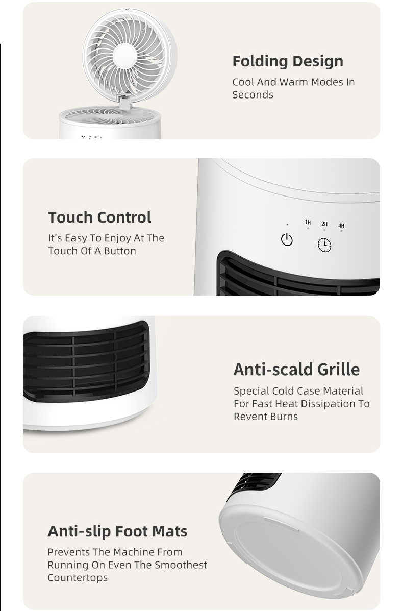 Smart Portable PTC Office Mini Heater Home Desktop Fast Heat Saving Power Small Heater 2 in 1 Fan Cooler and Heater detail