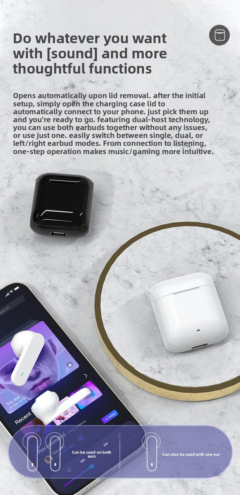 High-Value In-Ear Mini True Wireless for Earphones Lightweight Portable TWS for 5.0 Factory 10-15 Hours Battery Life detail