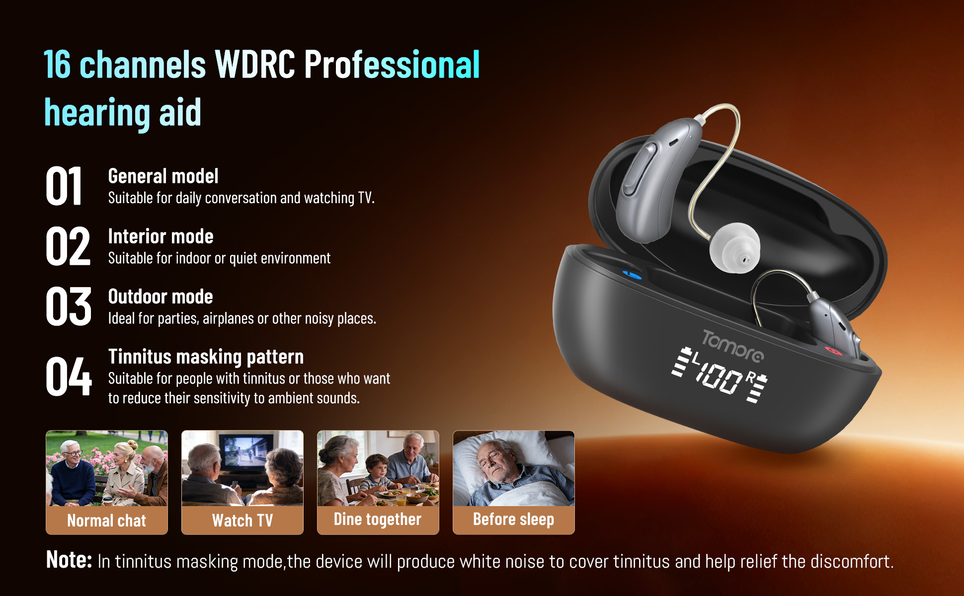 Advanced Bluetooth Hearing Aids Rechargeable RIC Behind the Ear Devices Direct Smart Phone Wireless Streaming Companion App detail