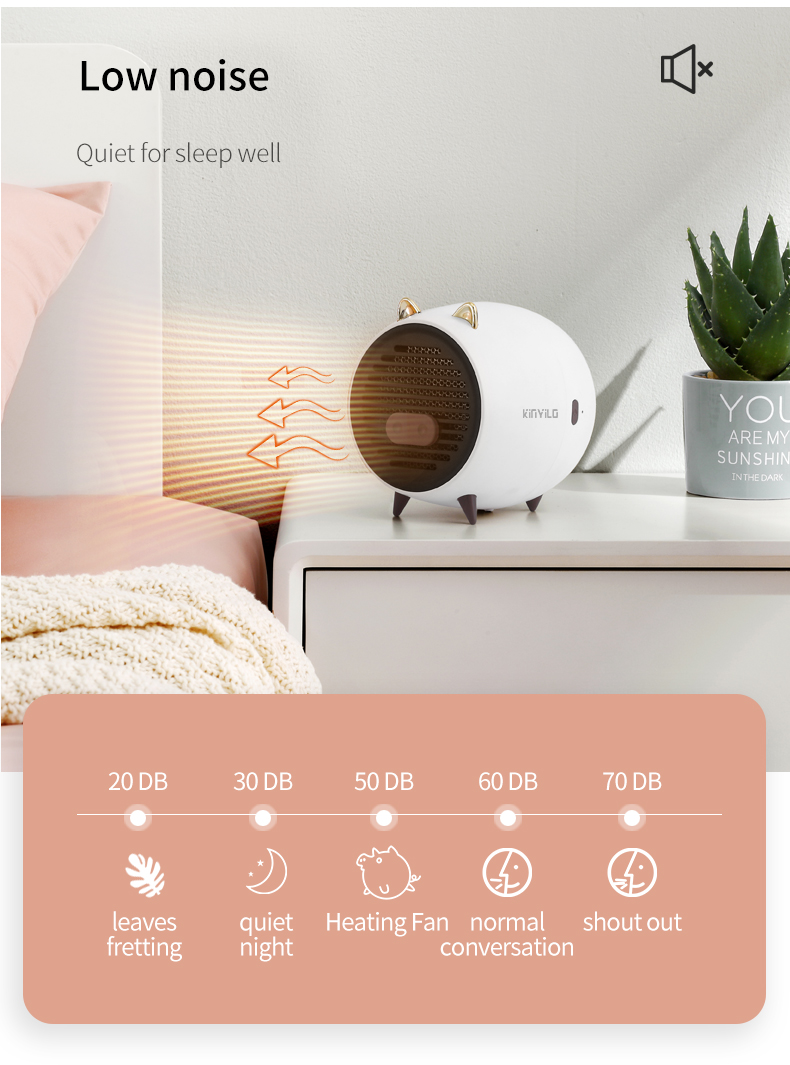 Wholesale Winter Cute Desktop Portable Heating Fan Mini Electric Air Heater Fan detail