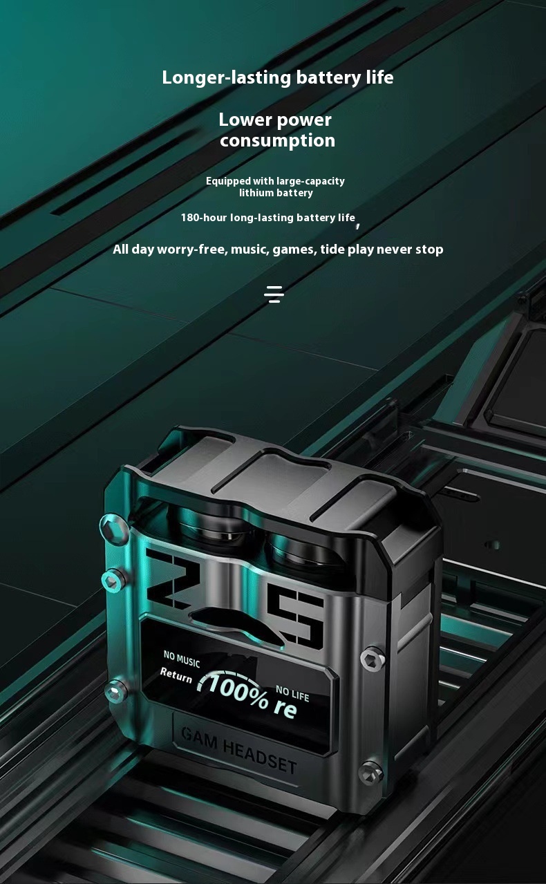 M25 Headset New Metal Mecha Style In-Ear Earphones With Low Power Digital Display Wireless for Esports Gaming detail