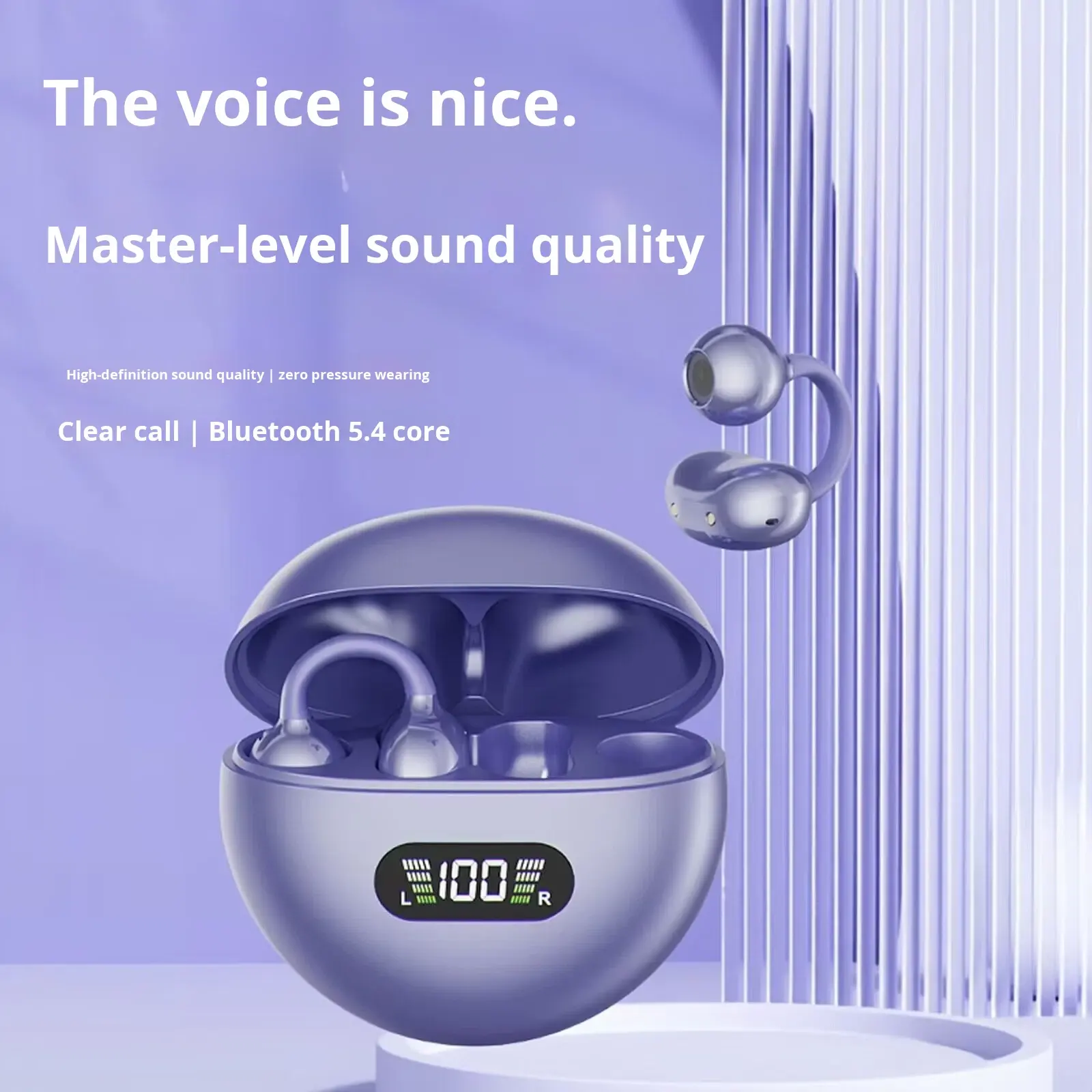 True Wireless Earbuds Earphone With Ear Clip BT V5.4 Long Lasting Battery AI Intelligent Noise Cancellation for Phone PC Laptop detail
