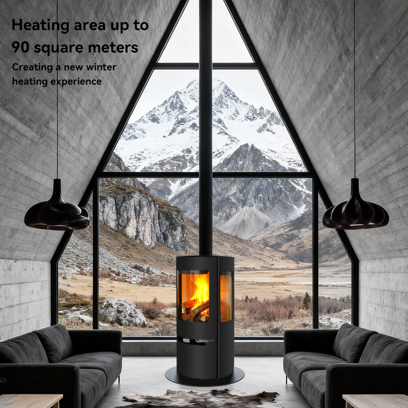 Low Energy Consumption 82% Efficiency Modern Round Design Wi-Fi  Control Indoor Heating Stove That Heats with Wood Burning product view