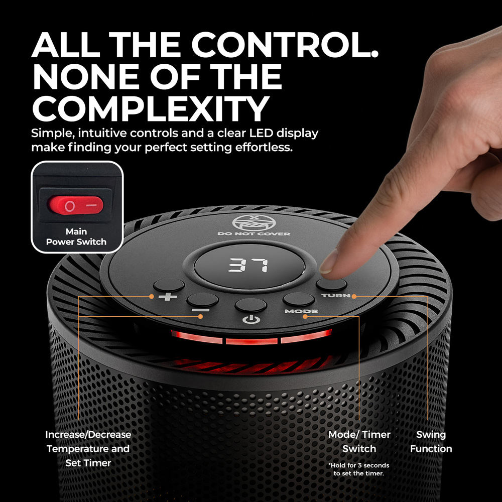 Portable PTC Heater, Hot Air Convection Fan Heater with 16-37℃ Thermostat, Oscillating Electric Space Heater for Home Office detail