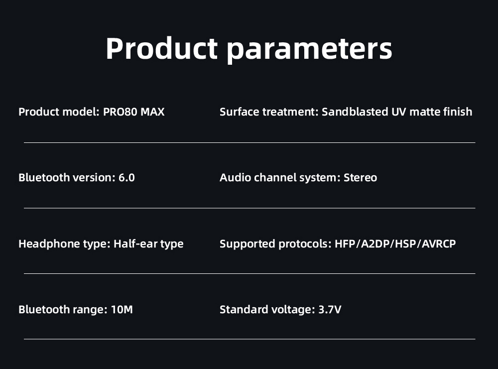Fast Shipping US Warehouse Hot Sale Low Price Pro80 Max Best Seller TWS Semi-in-ear Wireless Earbuds JL Chipset 6.0+EDR IPX-4 product view