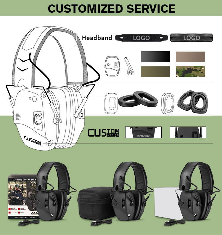 ZH Noise Cancelling Wireless Earmuff Headphones Amplification 27dB Noise Reduction 350 Hours Battery Life CE Certified for detail