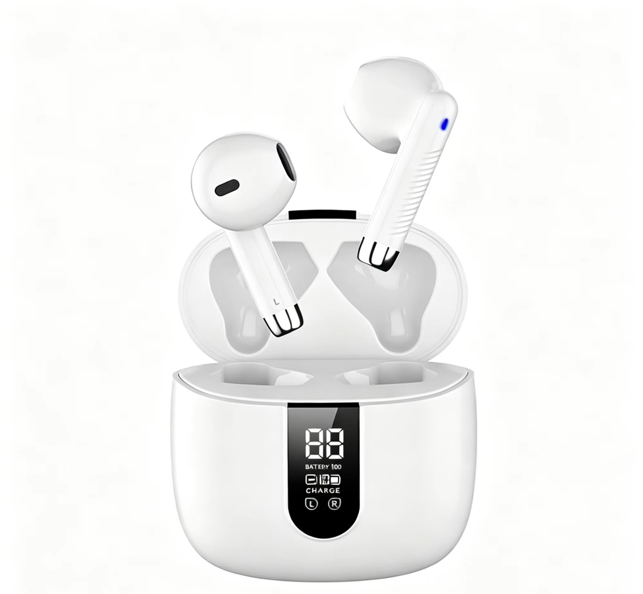 5.3 Wireless Earbuds with 13mm Driver LED Digital Display Charging Case, Low Latency Gaming Headphones