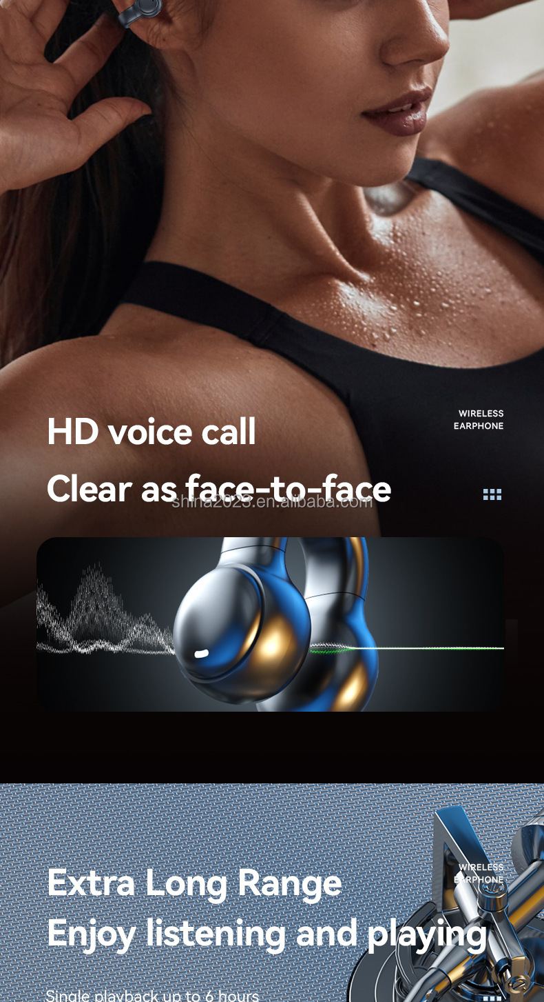 M47 Earbuds Bone Conduction Wireless Headphones Gaming Headsets Noise Canceling Sport Earphones Stereo Sound Blue Tooth Headset detail