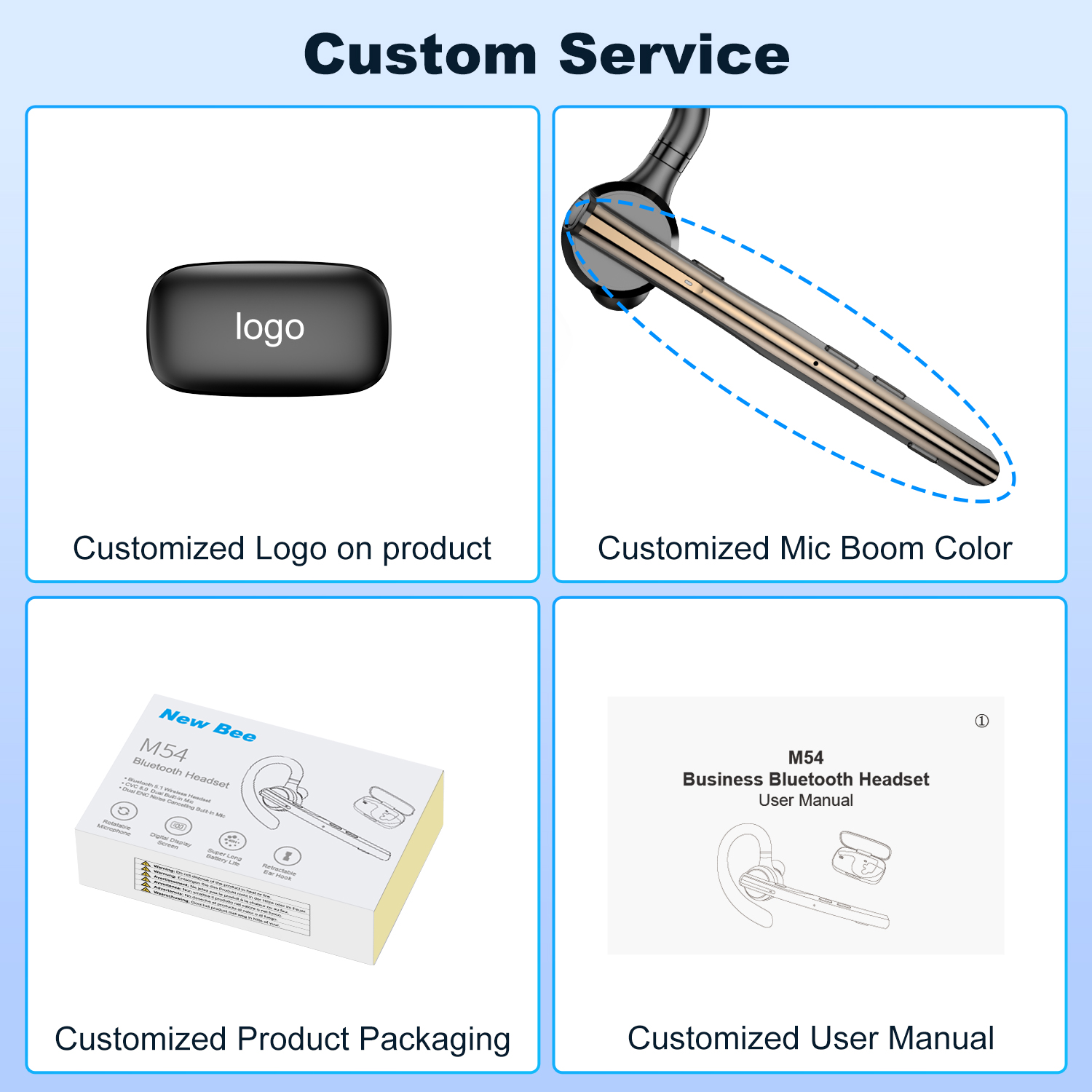 New Bee New Color V5.1 Bluetooth Headset Wireless Bluetooth Earpiece 72 Hrs Talk Time Hands Free Headset with Aptx HD Audio product view